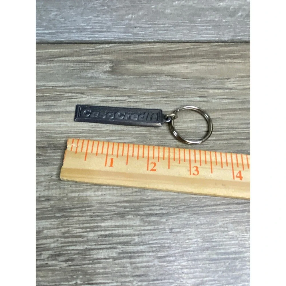 Vintage Case Credit Silver Tone Metal‎ Bar Keychain Embossed Industrial Keyring